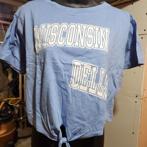 Blue Short Sleeve Tie-Front Tee